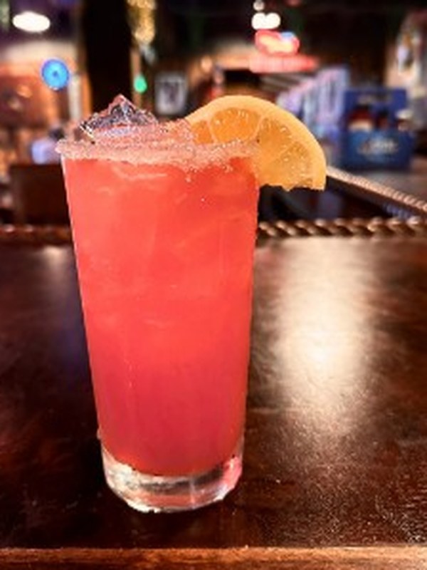 Strawberry Delight cocktail with a sugared rim