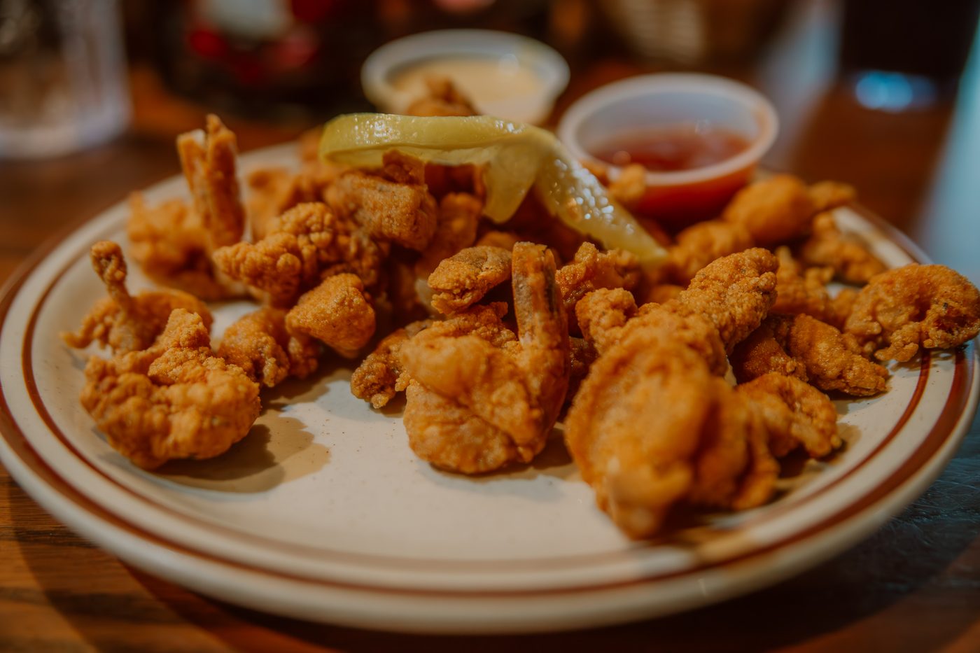 Swamp platter with fried shrimp